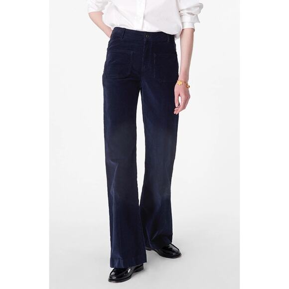 Vanessa Bruno Dompay Flare Pants in Navy Blue Corduroy Size 36/ US 4 - Picture 1 of 7